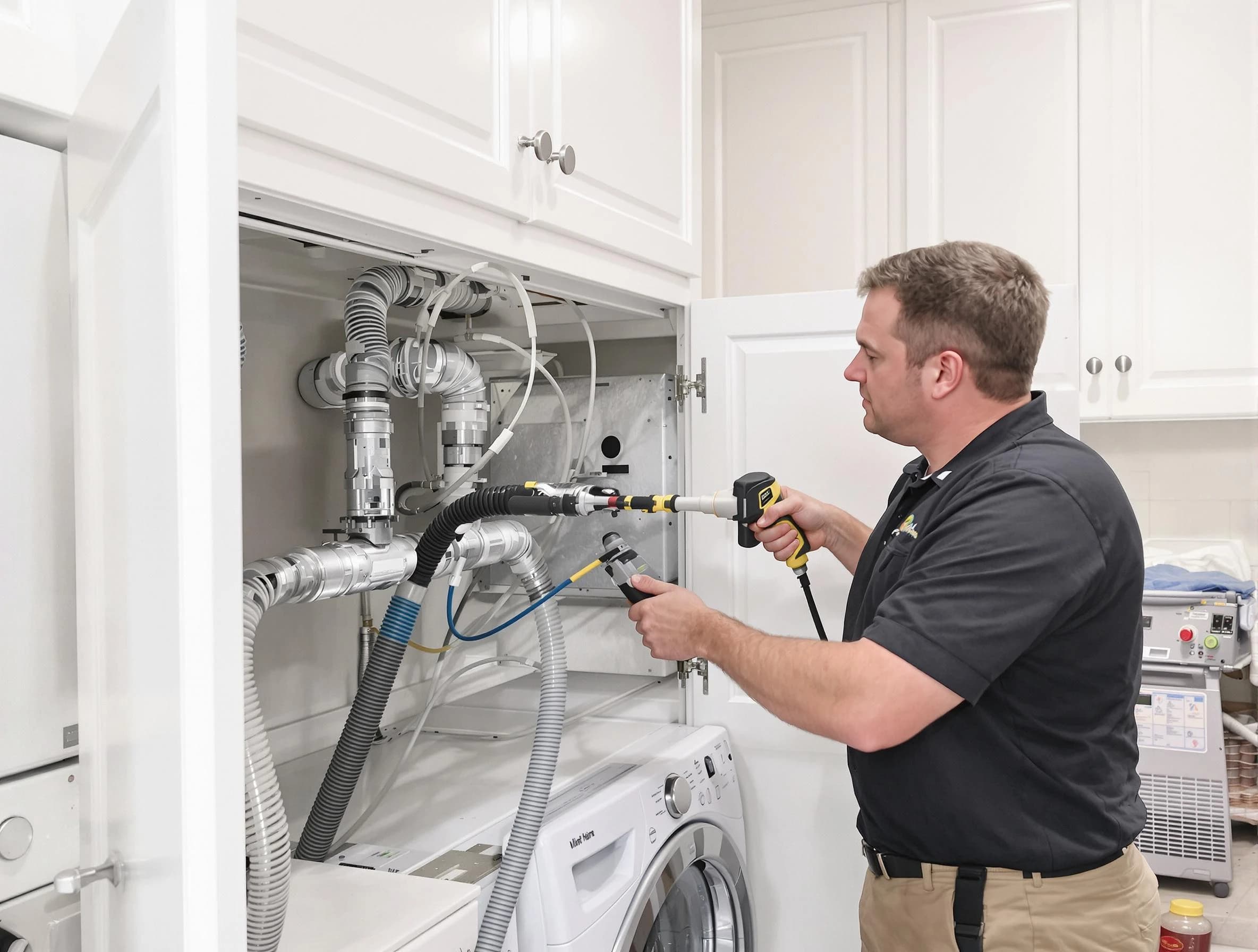 Hiram Dryer Vent Cleaning professional removing severe blockage from a clogged dryer vent in Hiram