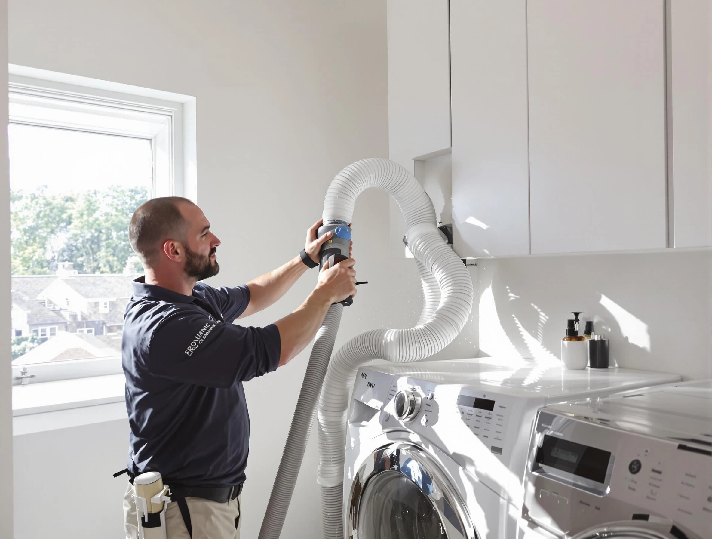 Certified Hiram Dryer Vent Cleaning technician performing dryer vent cleaning in Hiram