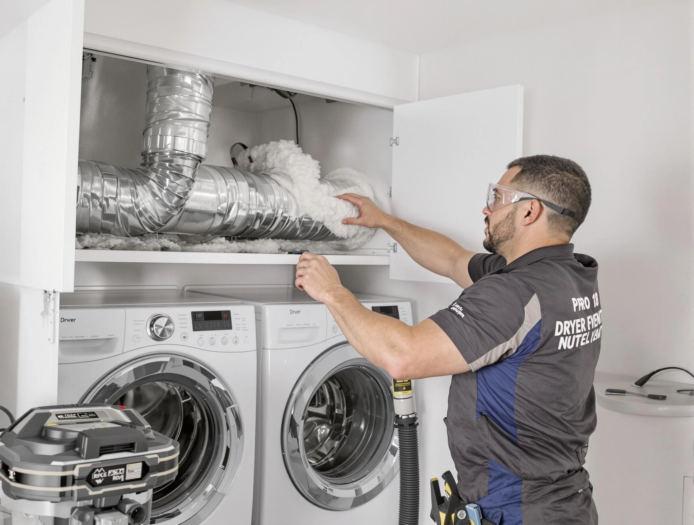 Hiram Dryer Vent Cleaning certified technician performing specialized gas dryer vent cleaning in Hiram