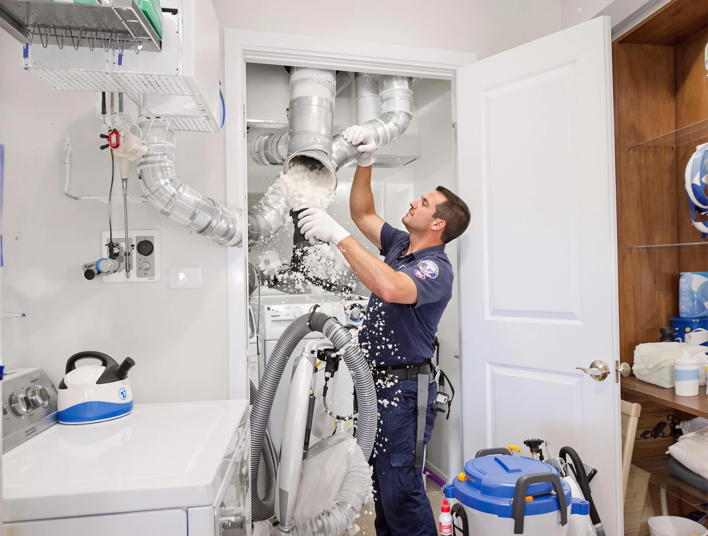 Hiram Dryer Vent Cleaning technician delivering thorough residential dryer vent cleaning service in Hiram